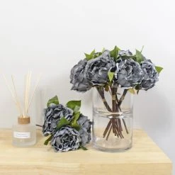 Dunelm Bundle Of 6 Diamond Velvet Peony Grey