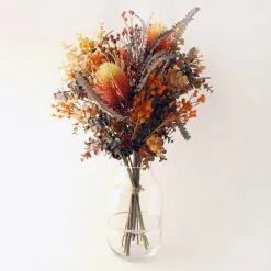Dunelm Florals Forever Autumn Protea And Gypsophila Bouquet
